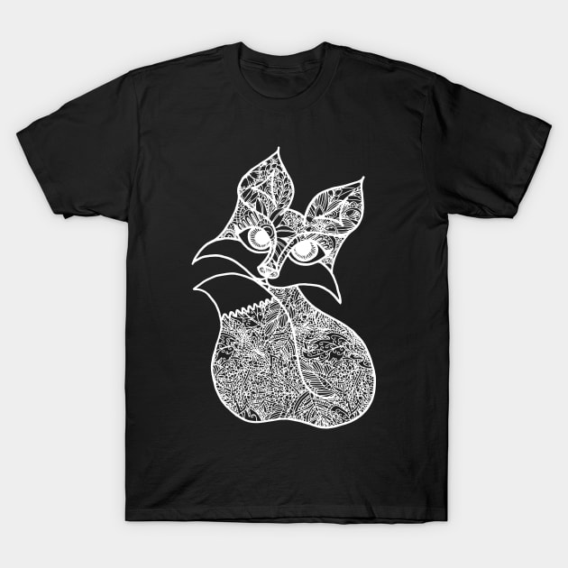 Fox Zentangle - White Lace T-Shirt by ElviraDraat